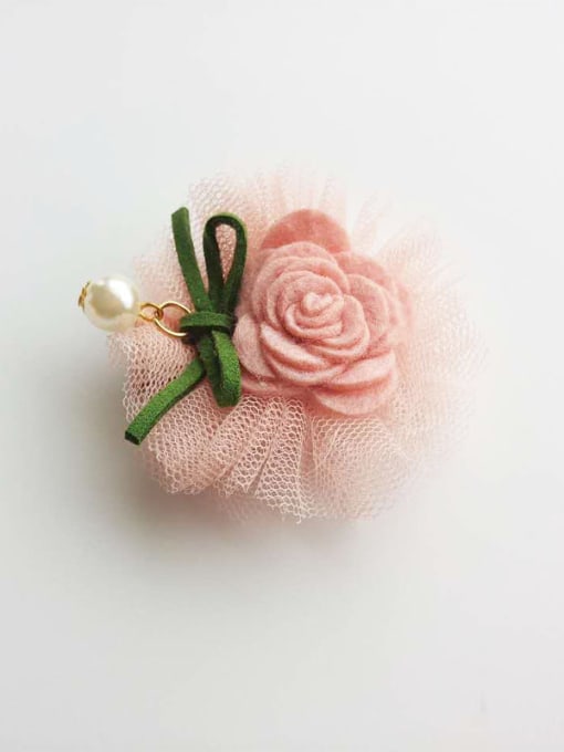 Pink Yarn Rose Hair clip