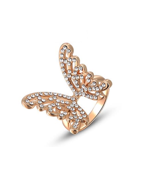 Ronaldo Personality Big Butterfly Shaped Austria Crystal Ring 0