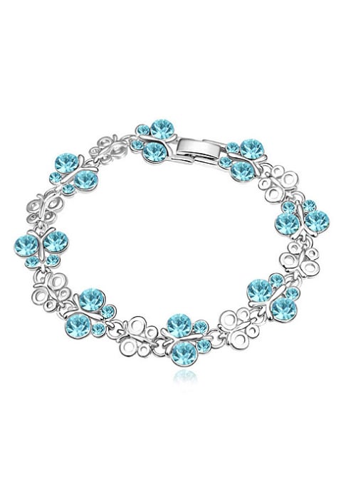 blue Fashion Cubic austrian Crystals Butterfly Alloy Bracelet