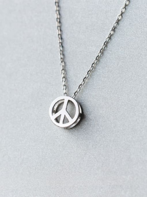 Rosh S925 Silver Anti War Symbol Shape Handsome Necklace