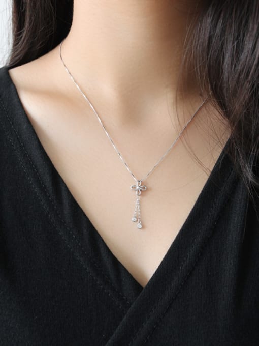 DAKA Sterling silver leaf zircon necklace 2