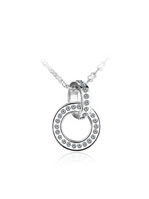 White Simple Combined Ring Rhinestones Necklace