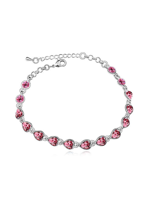 pink Simple Little Heart austrian Crystals Alloy Bracelet