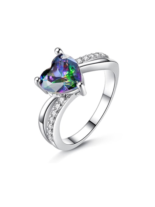 RANSSI Fashion Heart Zircon Copper Ring 0