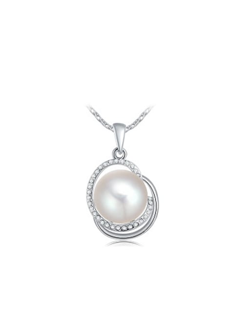 Platinum Beautiful Geometric Shaped Artificial Pearl Necklace