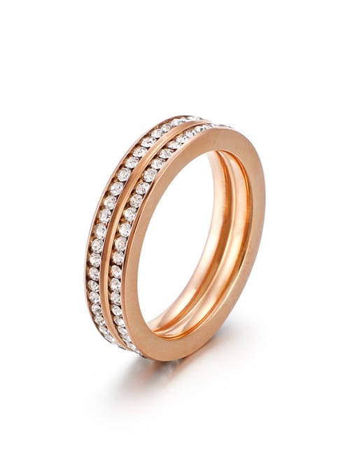Rose Gold Stainless Steel With Cubic Zirconia Fashion Rings