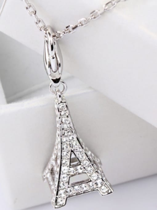 OUXI Fashion Eiffel Tower Rhinestones Necklace 2