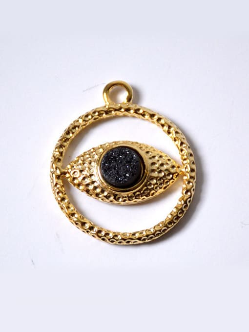 Tess Personalized Eye-shaped Crystal Gold Plated Pendant 1