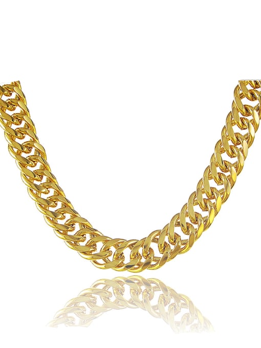 golden Men High Quality Geometric Design Copper Necklace