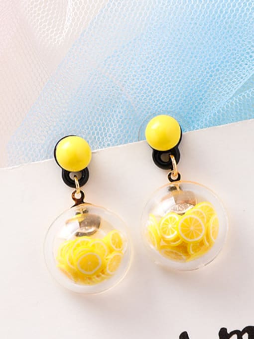 B lemon Alloy With  Acrylic  Fashion Hemisphere Friut Drop Earrings