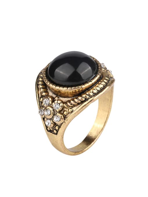 Gujin Retro style Resin Round stone Crystals Alloy Ring 2
