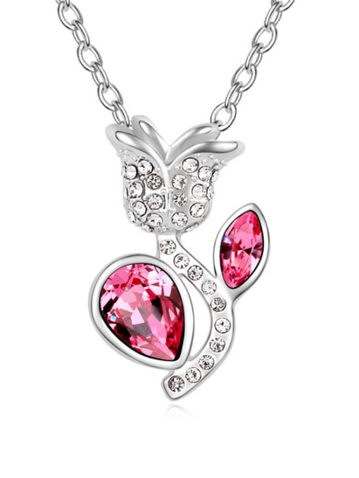 3 Personalized austrian Crystals-covered Flower Pendant Alloy Necklace