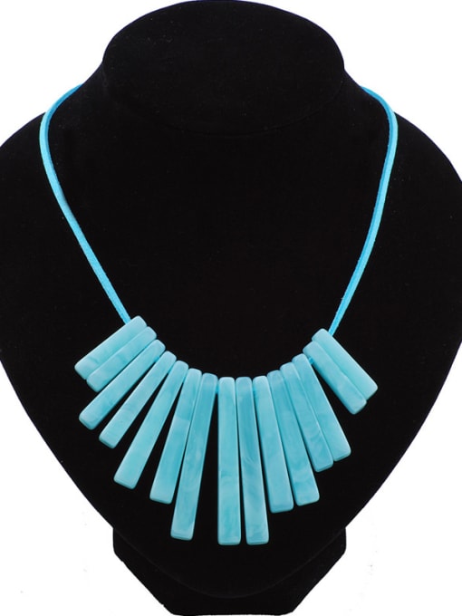 Blue Fashion Personalized Geometrical Resin Pendant Necklace