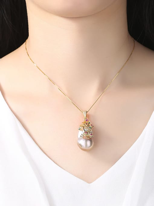 CCUI Sterling silver shaped baroque natural pearl necklace 3