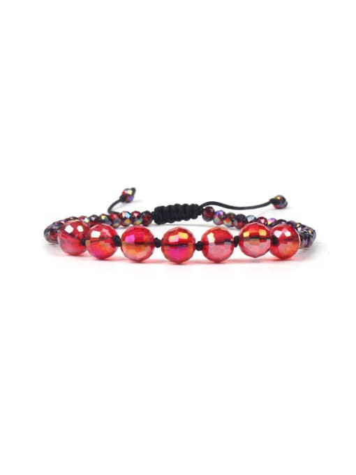 KSB1156-A Women Woven New Style Red Glass Beads Bracelet