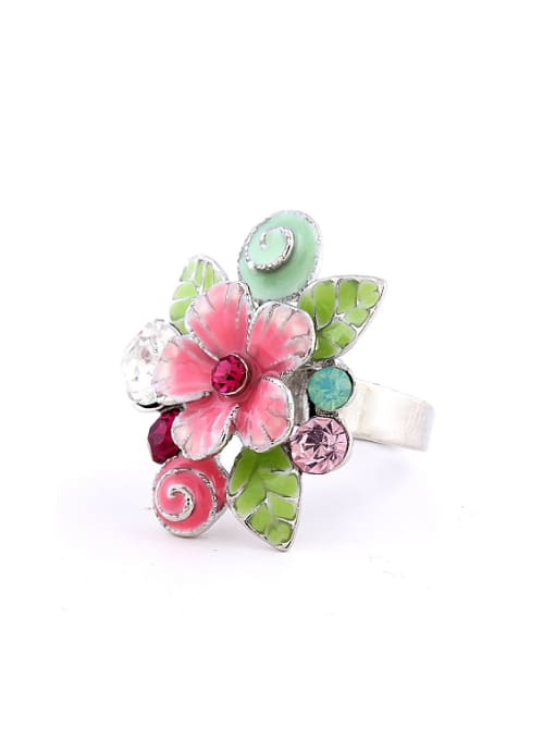 Wei Jia Fashion Colorful Flower Rhinestones Alloy Ring 0