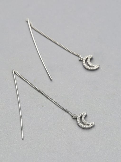 One Silver Temperament Moon Shaped Zircon Line Earrings 3