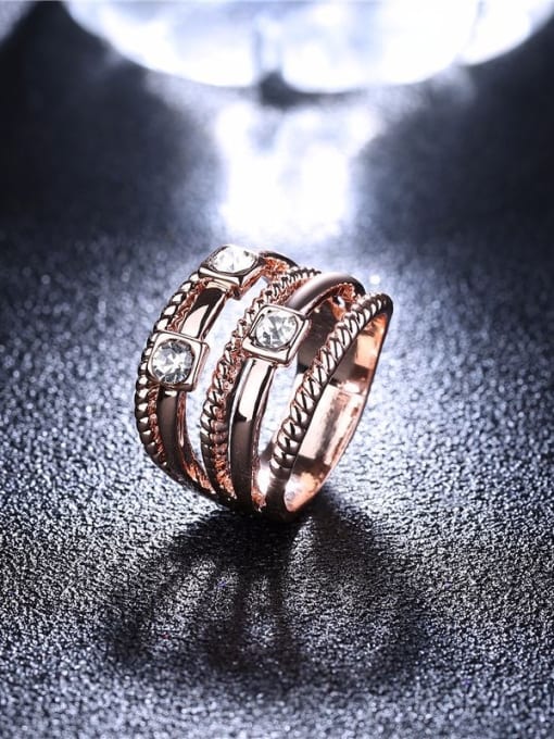 Ronaldo Fashionable Rose Gold Plated Multi Layer Alloy Ring 3