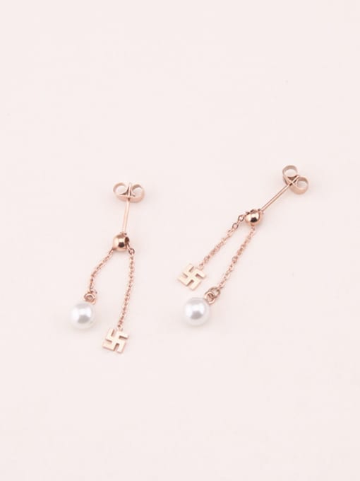 GROSE Simple Fashion Artificial Pearls Tassel Earrings 0