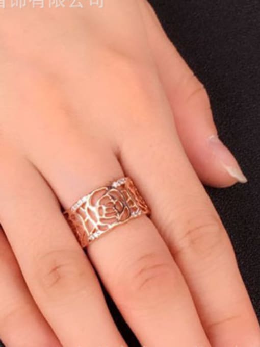 ZK Hollow Hot Selling Zircons Rose Gold Plated Ring 1