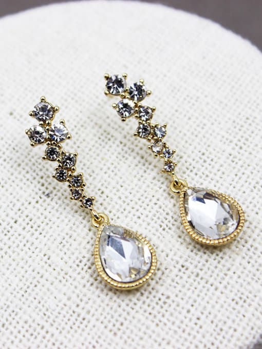 Lang Tony Women High-grade Water Drop Shaped Rhinestone Earrings 2