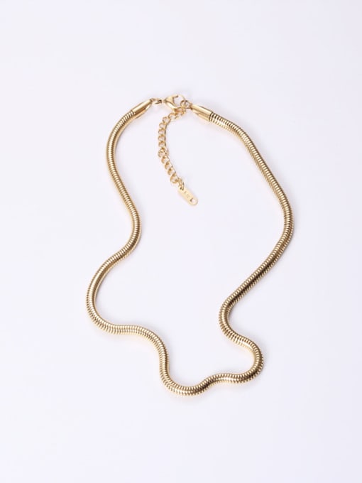 GROSE Titanium With Gold Plated Simplistic Snake Chain Necklaces 1