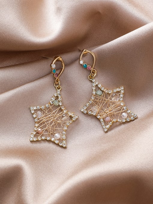 Girlhood Alloy With Gold Plated Simplistic Star Drop Earrings 1