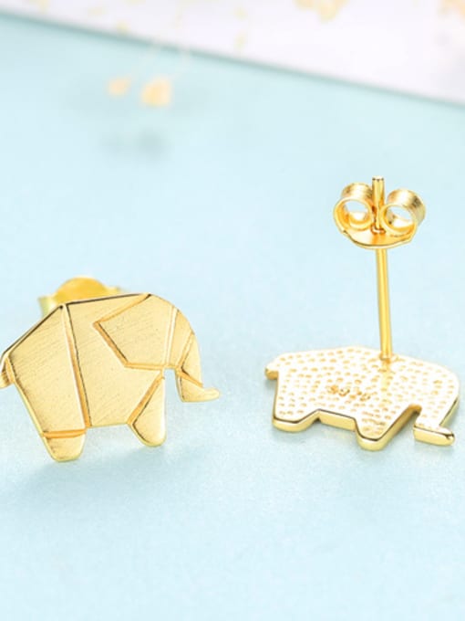 18K-gold 925 Sterling Silver With Simplistic Animal elephant Stud Earrings