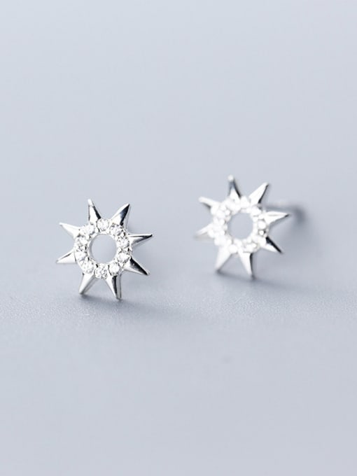 Rosh 925 Sterling Silver With White Gold Plated Simplistic Hollow Star Stud Earrings 1