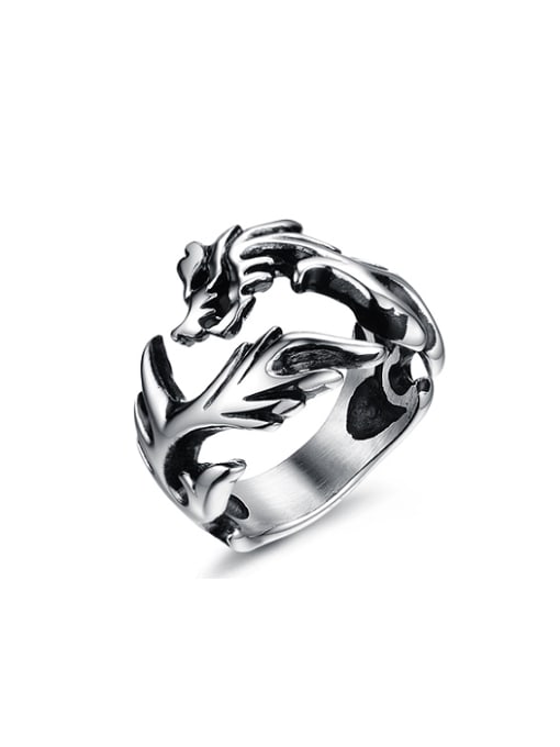 Open Sky Punk style Personalized Dragon Men Ring 0