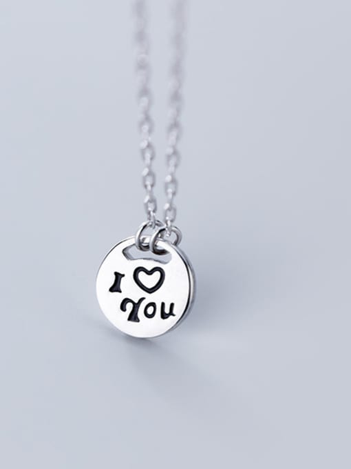 Rosh 925 Sterling Silver With Classic Round "I LOVE YOU"Monogram & Name Necklaces 0