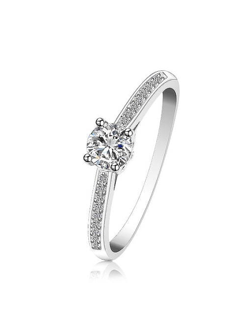 XP Copper Alloy White Gold Plated Simple style Zircon Engagement Ring 0