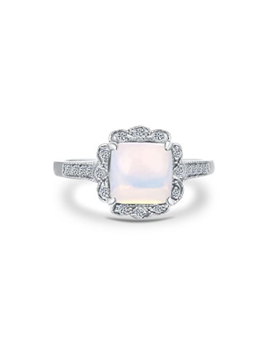 Ronaldo 925 Silver Sunflower Opal Stone Women Ring 0