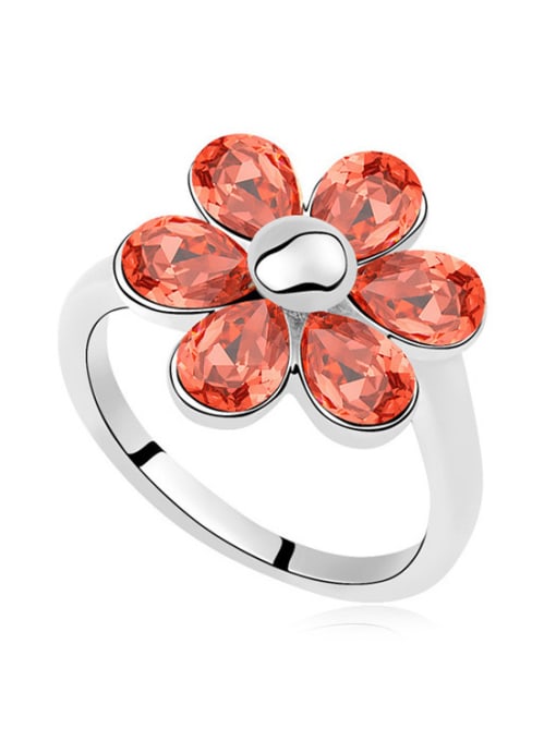 Red Fashion austrian Crystals Flowery Alloy Ring