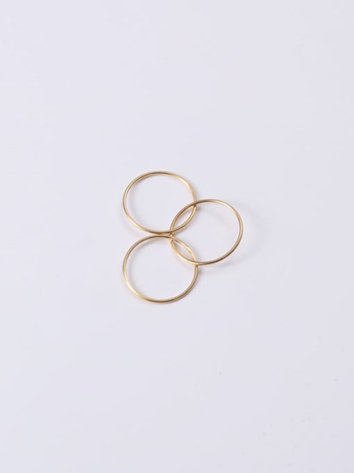 GROSE Titanium With Gold Plated Simplistic Round Stacking Rings 3