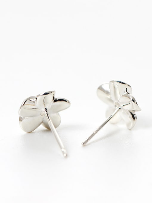 SILVER MI Tiny 925 Silver Flower Cubic Zircon Stud Earrings 1