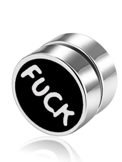 FUCK section Stainless Steel With Simplistic Round Stud Earrings