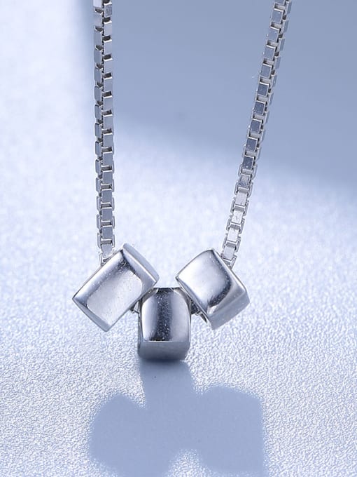 One Silver All-match Square Necklace 0