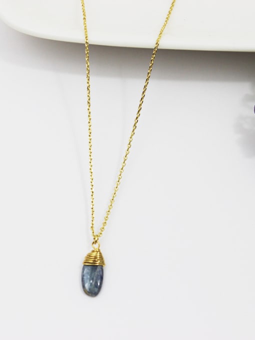 Blue 16K Gold Plated Natural Stone Necklace