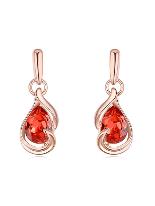 Red Fashion Water Drop austrian Crystals Rose Gold Plated Earrings