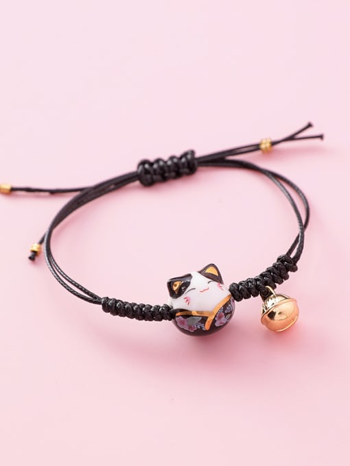 10626C Knitted Big Cat (Black) Alloy With 18k Gold Plated Bohemia Charm Bracelets