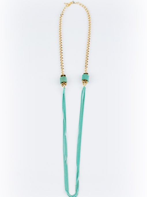 green All-match 16K Gold Plated Sweater Necklace