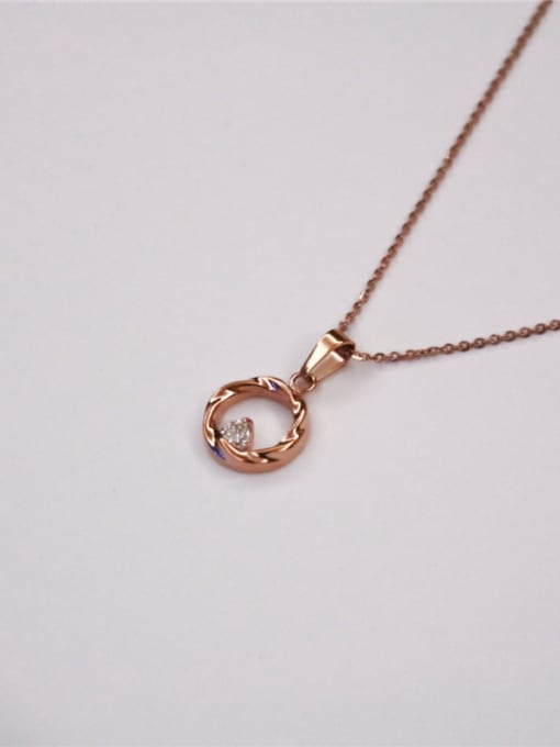 GROSE Round Pendant Zircon Clavicle Necklace 0