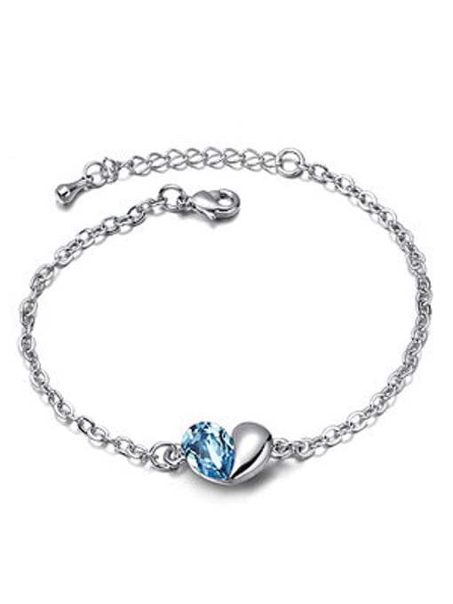 blue Simple austrian Crystal Heart Alloy Bracelet