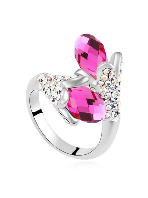 pink Personalized Shiny austrian Crystals Alloy Ring