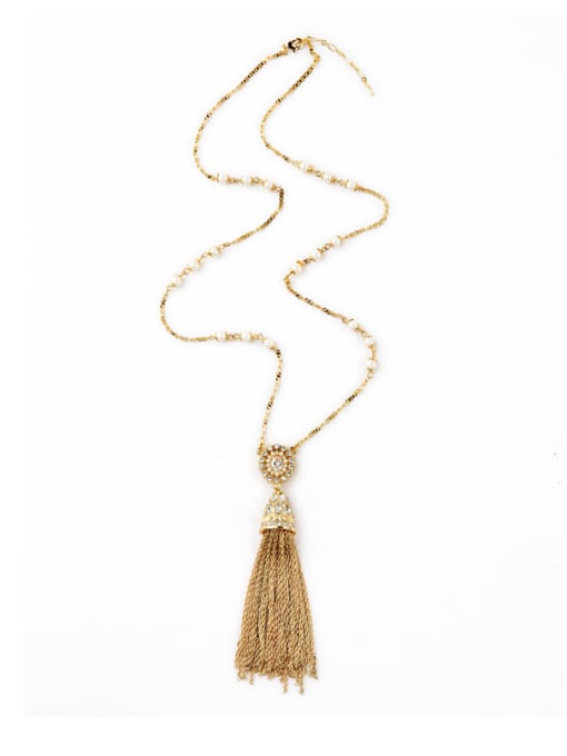 KM Classical Long Tassel Alloy Sweater Necklace 2