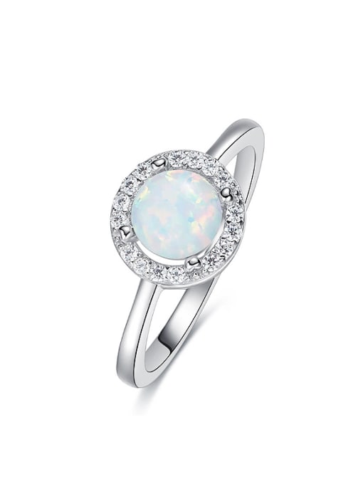 CEIDAI Fashion Opal stone Tiny Zirconias 925 Silver Ring 0