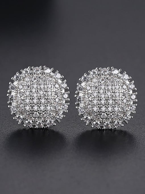 platinum Copper With Platinum Plated Cute Round Stud Earrings