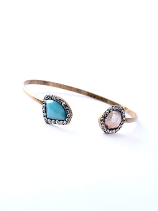 KM Simple and Elegant Artificial Stones Alloy Bangle