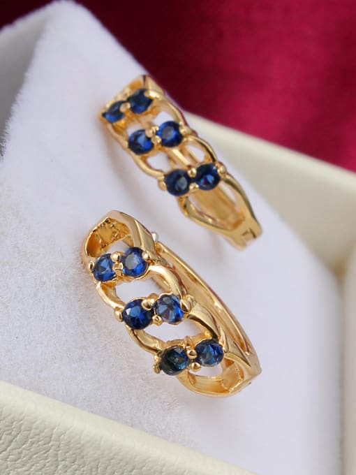 SANTIAGO Trendy 18K Gold Plated Geometric Zircon Clip Earrings 2